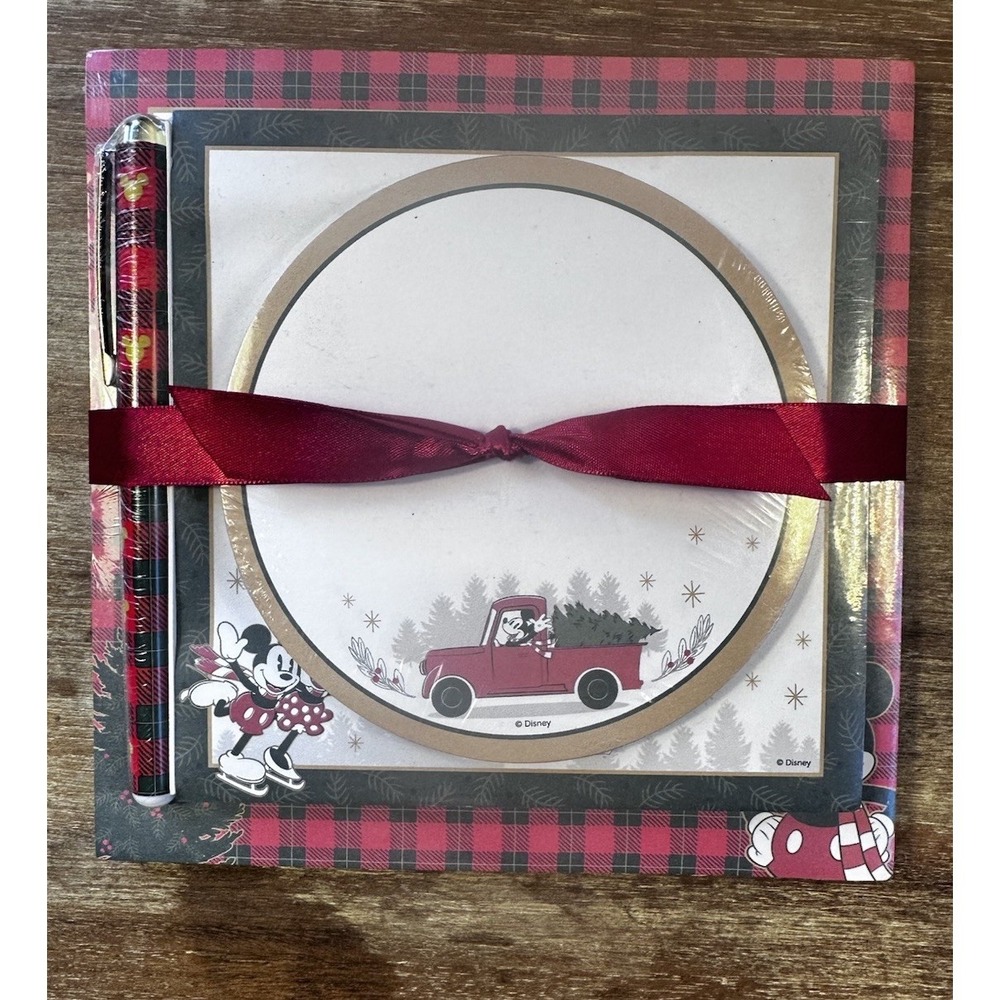 Vintage Hallmark Mickey Mouse & Minnie Christmas Stationery 3 Memo Pad Set+Pen